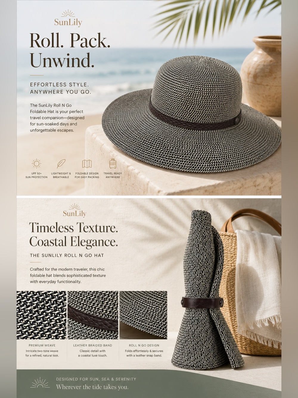 Sunlily Roll N Go Foldable travel Sun Hat